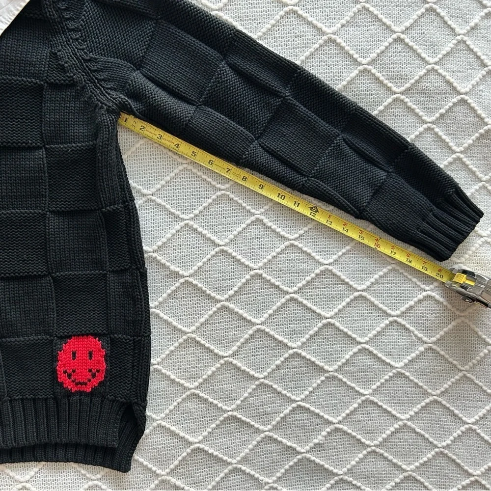 Ganni Women’s Poplin Collar Smiley Cardigan in Black. Size small